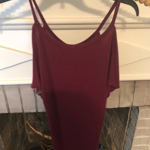 Ladies size small burgundy colored peekaboo top - Picture 2 of 2